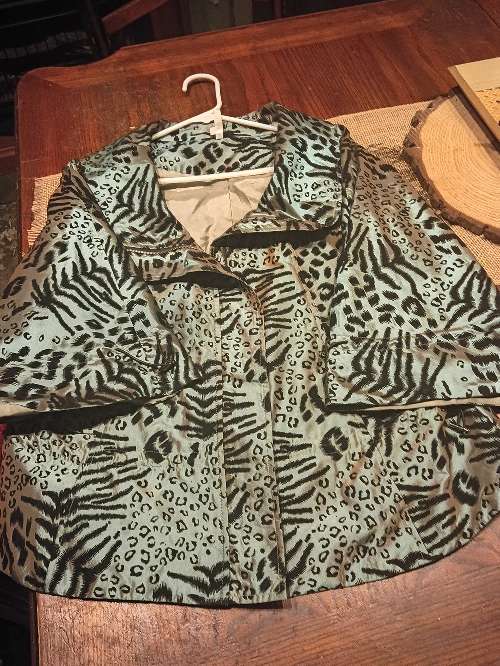 Women’s Animal Print Blazer Jacket in Turquoise Black And Brown